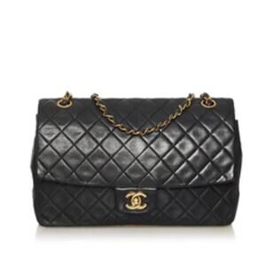 CHANEL CC Timless MATELASSE 34 Single Flap Double Chain Shoulder Bag Lambskin